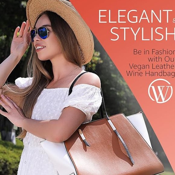 NWOT Open the Wine Tote Purse (Brown&White) w/Cooler, Accessory Set, & Dust Bag - Picture 16 of 17